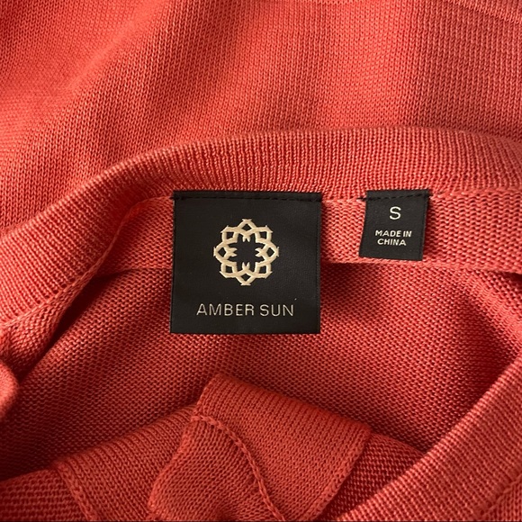 Amber Sun Burnt Orange Button Up Cardigan with Drawstring Belt and Patch Pockets - Picture 8 of 10